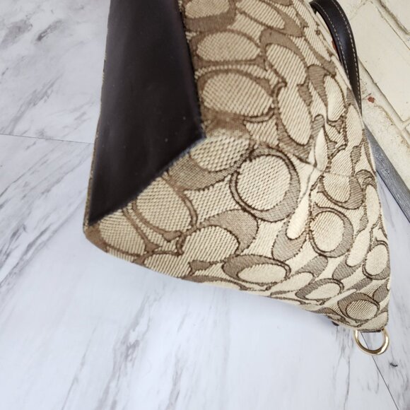 Coach Kelsey Jacquard Khaki Crossbody Bag Purse - Picture 14 of 16